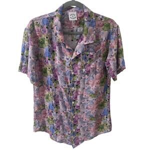 Born X Raised Plushie All Over Print Camp Shirt Kidcore Streetwear Playful M